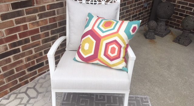 JWI Decor White Chair and Colorful Pillow
